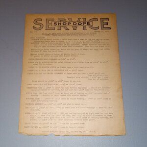 RARE 1935 Vintage Harley Davidson Original Service Shop Dope Paper